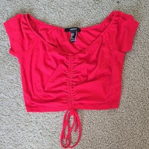 Forever 21 Red Ruched Crop Top
